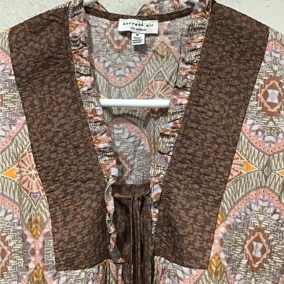 Current Air Anthropologie Quilt Contrast Motif Short Sleeve Top Deep Mauve Sz M - Picture 3 of 6